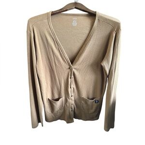 Rags Women’s Size Large Camel Tan Cardigan V Neck Button Up Casual Sweater Top